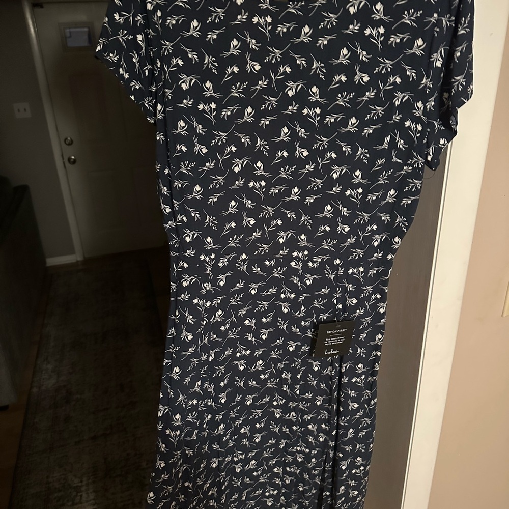 Lulu's Blue and White Flutter Sleeve Maxi Dress - Picture 3 of 7